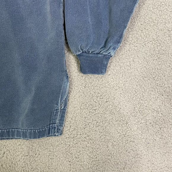 VTG Sun-Flower Craft Shop Sweater XL Blue Embroidered Fleece Lined Henley - Picture 2 of 12